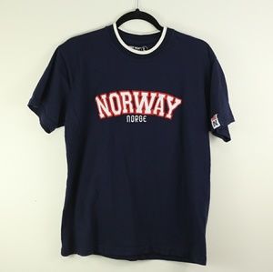 Norway Norge Stitched T-Shirt Navy 100% Cotton
